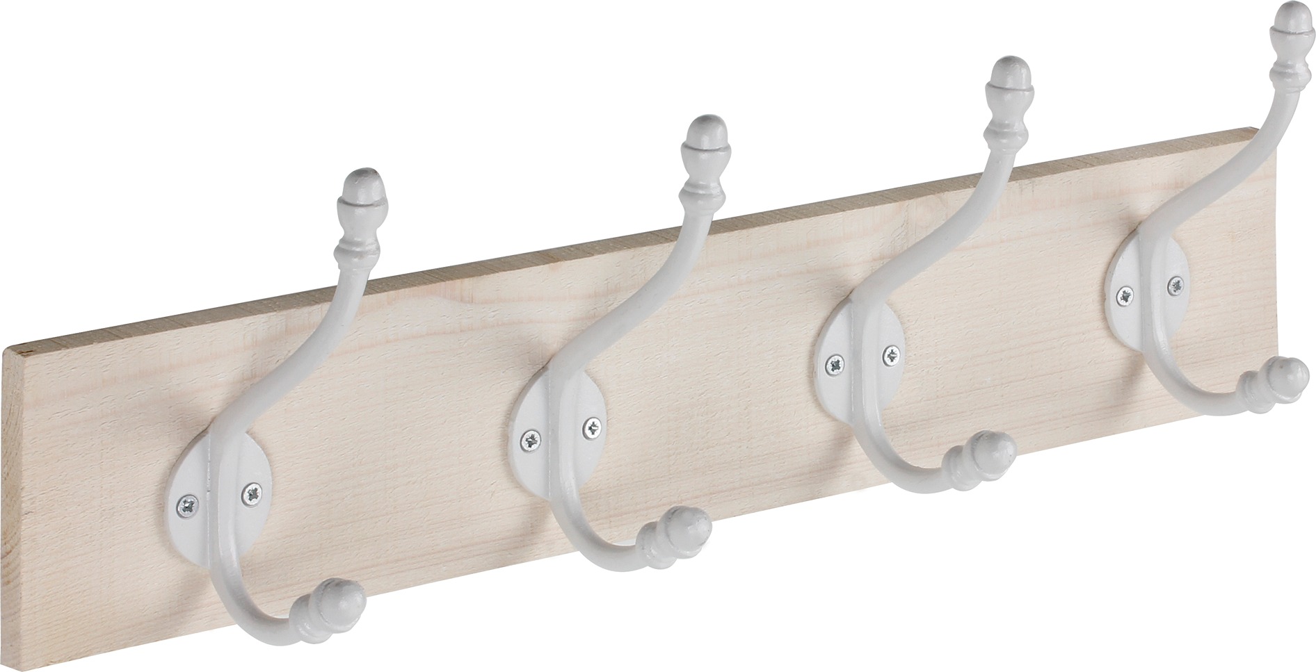 Porte-manteau planche retro blanc/4 crochets blancs 500x110x160mm