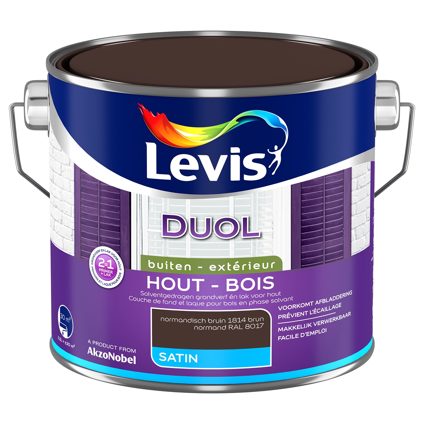 Levis Duol Hout Buiten Satin 2.5l Normandisch Bruin