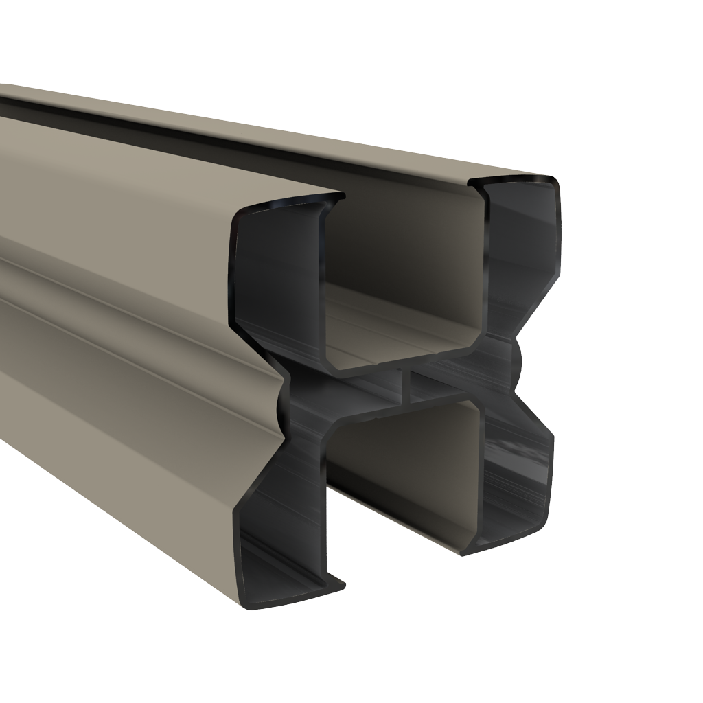 Duofuse tand-en-groef/lamellen tuinscherm - Aluminium paal 82x82mm - 3m stone grey