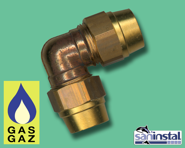 1 Bicône coude 90° pour gaz 15 mm - laiton