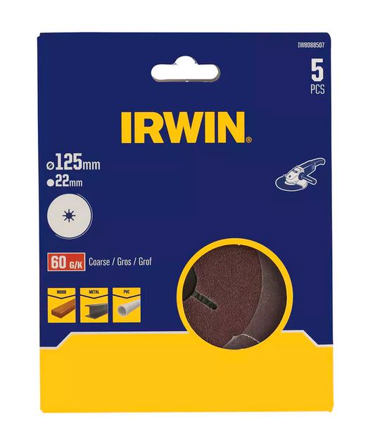 Disque abrasif Irwin pour meuleuse angulaire Ø125mm K60