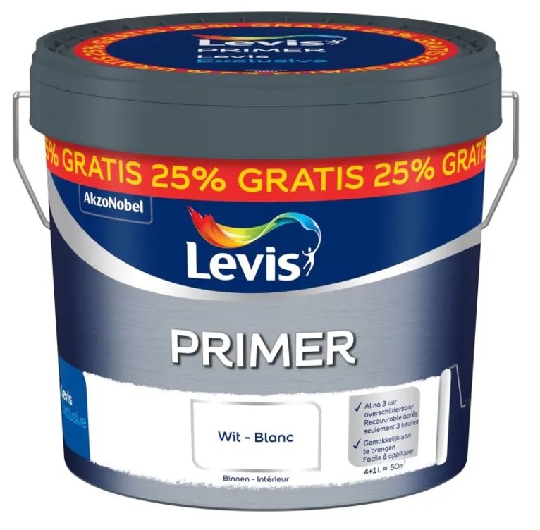 Levis Exclusive Primer Wit 4+1L gratis