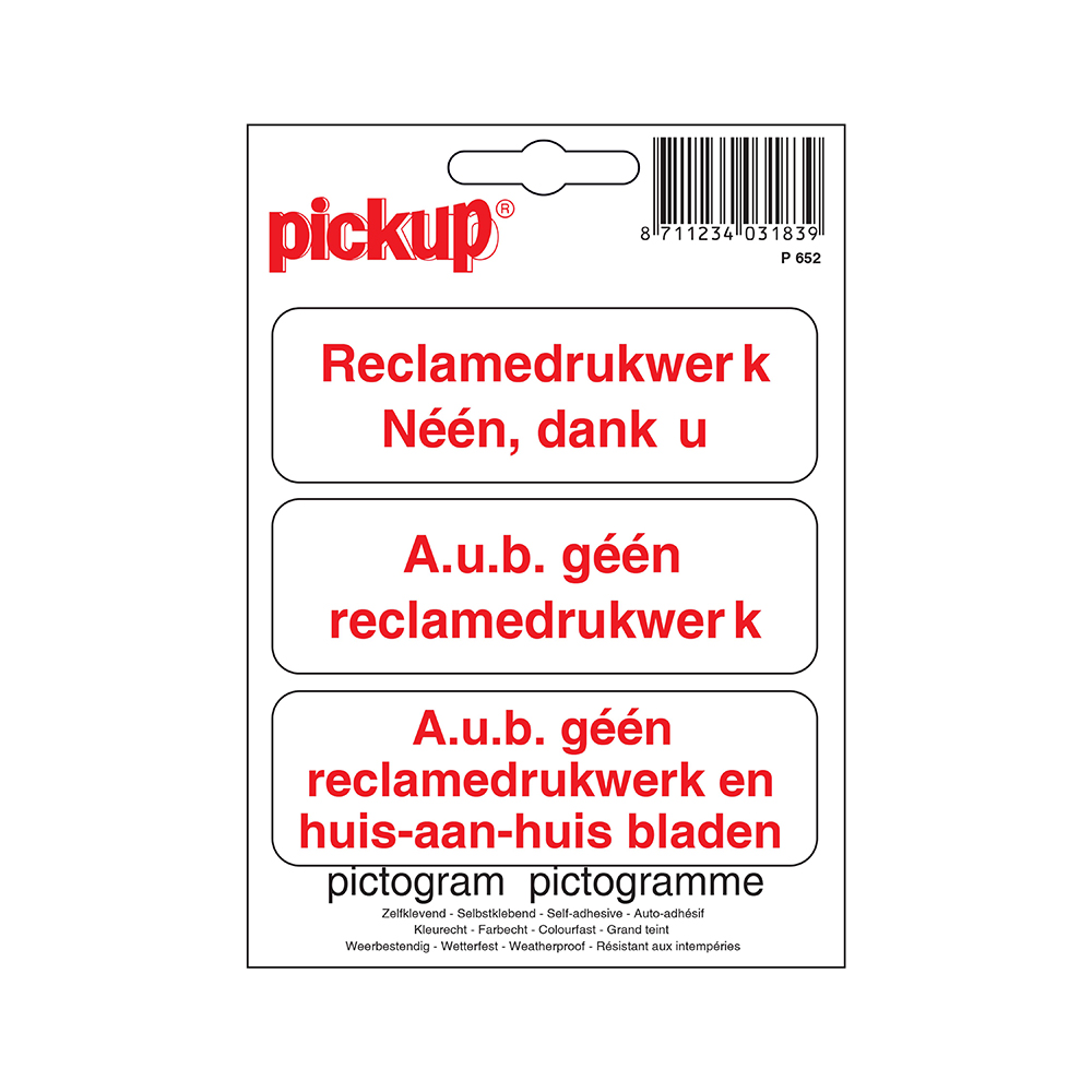 Pictogramme adhésive 100x100mm (NL) - Geen reclame