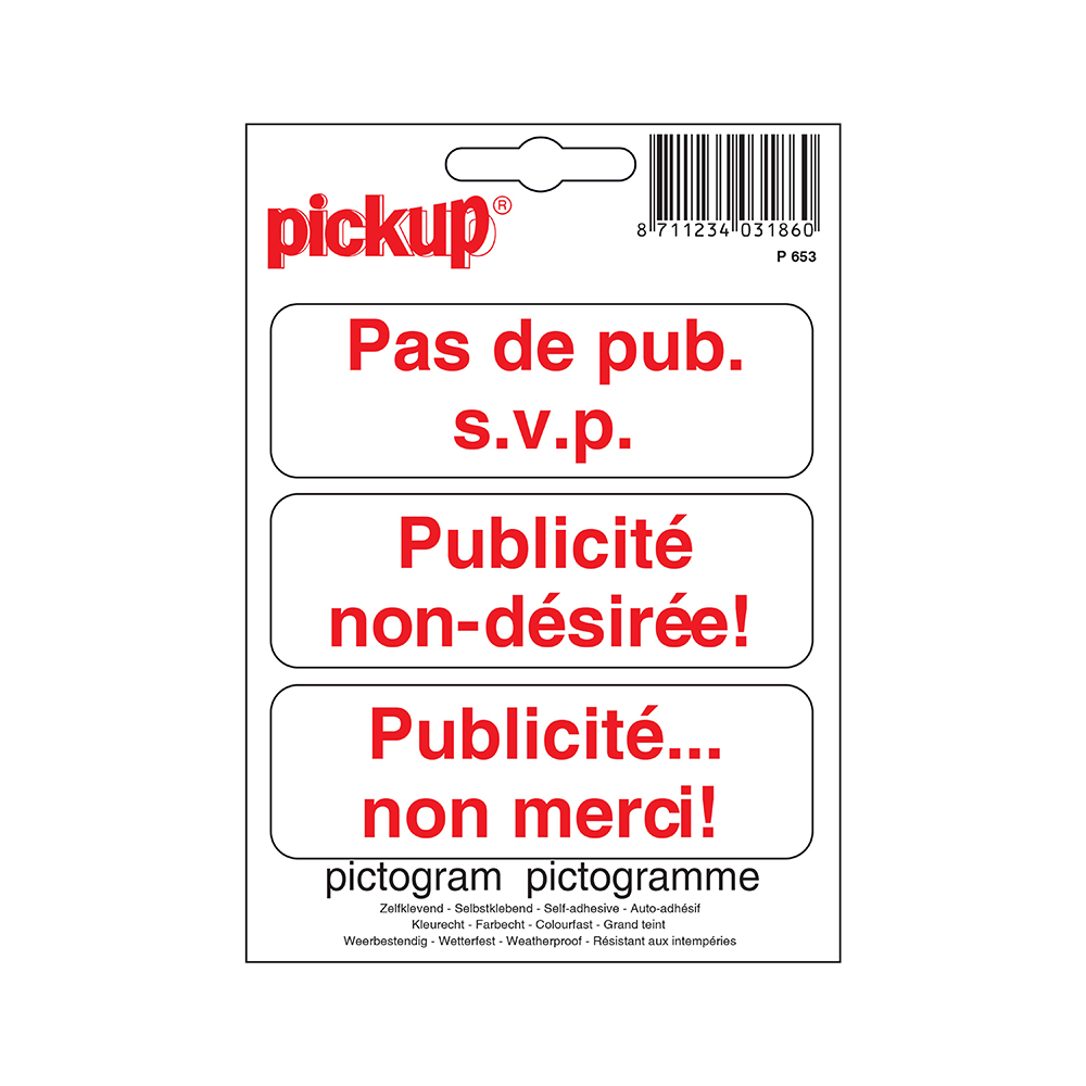 Pictogramme adhésive 100x100mm (FR) - Pas de pub s.v.p.