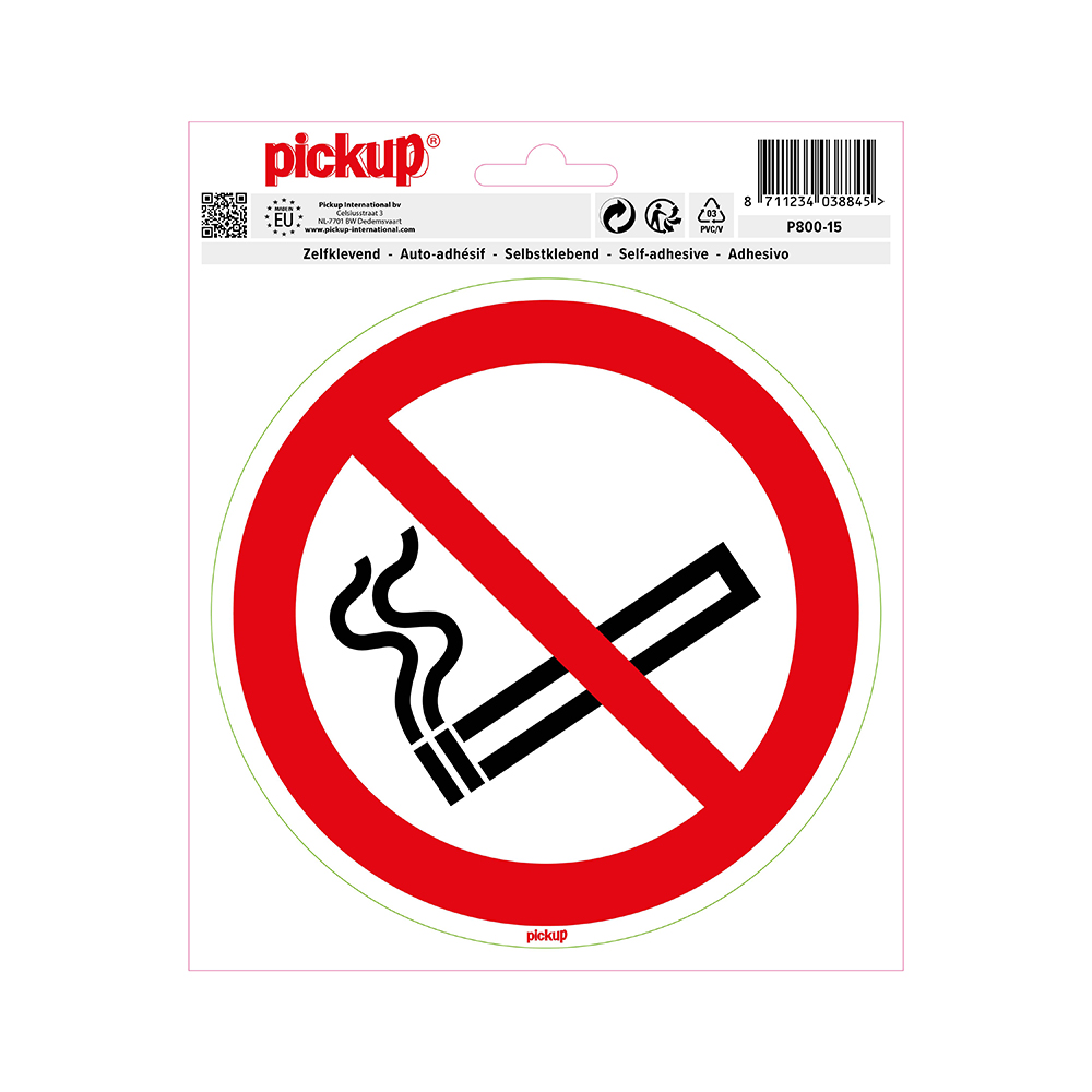 Pictogramme autocollante ronde 150mm - Interdiction de fumer