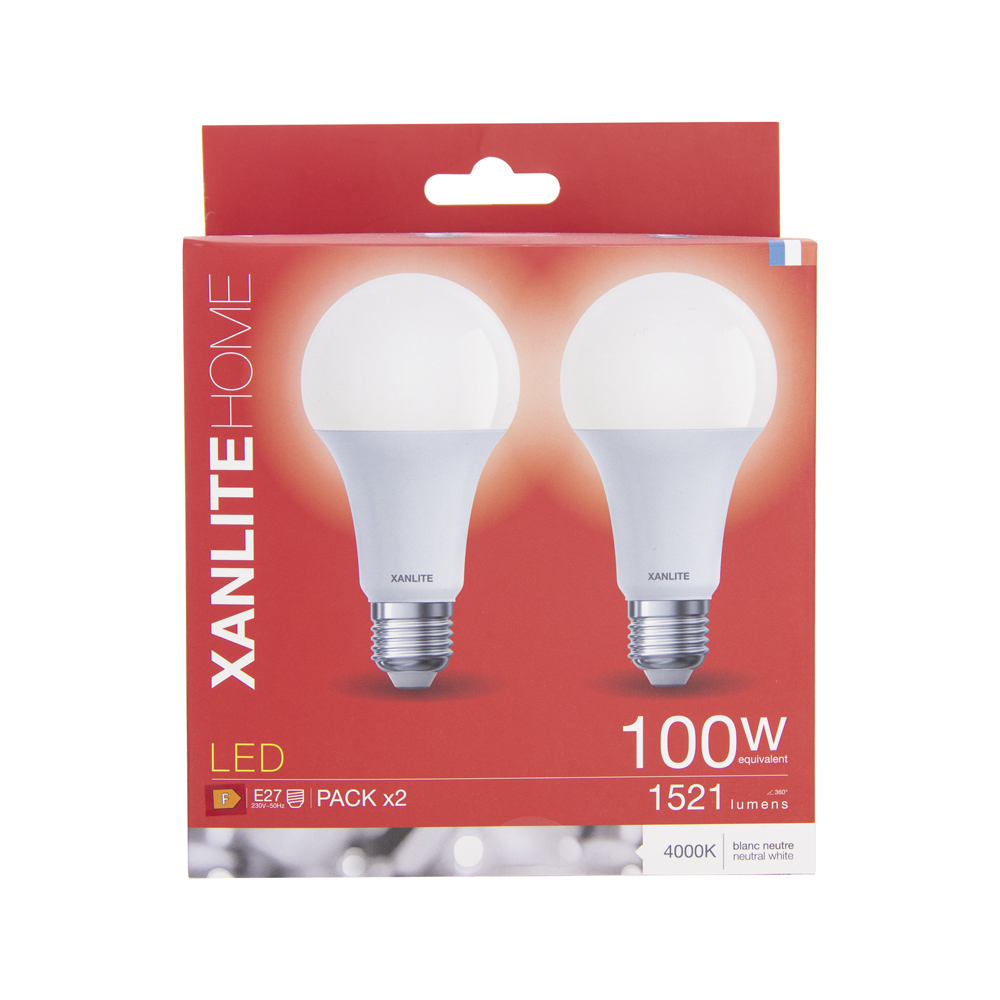 Xanlite 2x SMD LED lampen A60 opaal E2x7 - 152x1 lm (=100W) - 4000k - koel wit licht