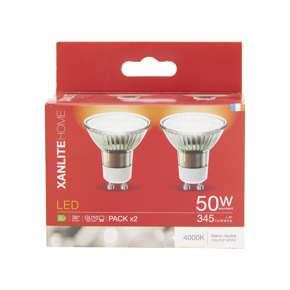 Xanlite 2x SMD LED spots GU10 - 345 lm (=35W) - 4000k - koel wit licht
