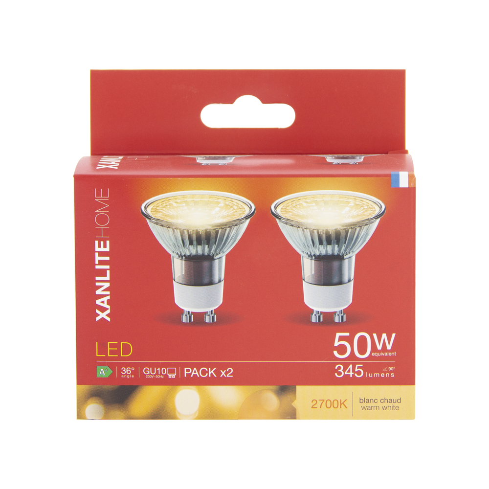 Xanlite 2x SMD LED spots GU10 - 345 lm (=35W) - 2700k - zeer warm wit licht