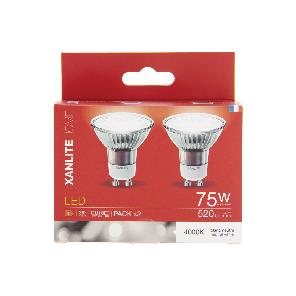 Xanlite 2x SMD LED spots GU10 - 52x0 lm (=75W) - 4000k - koel wit licht