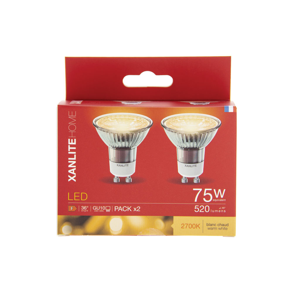 Xanlite 2x SMD LED spots GU10 - 52x0 lm (=75W) - 2700k - zeer warm wit licht