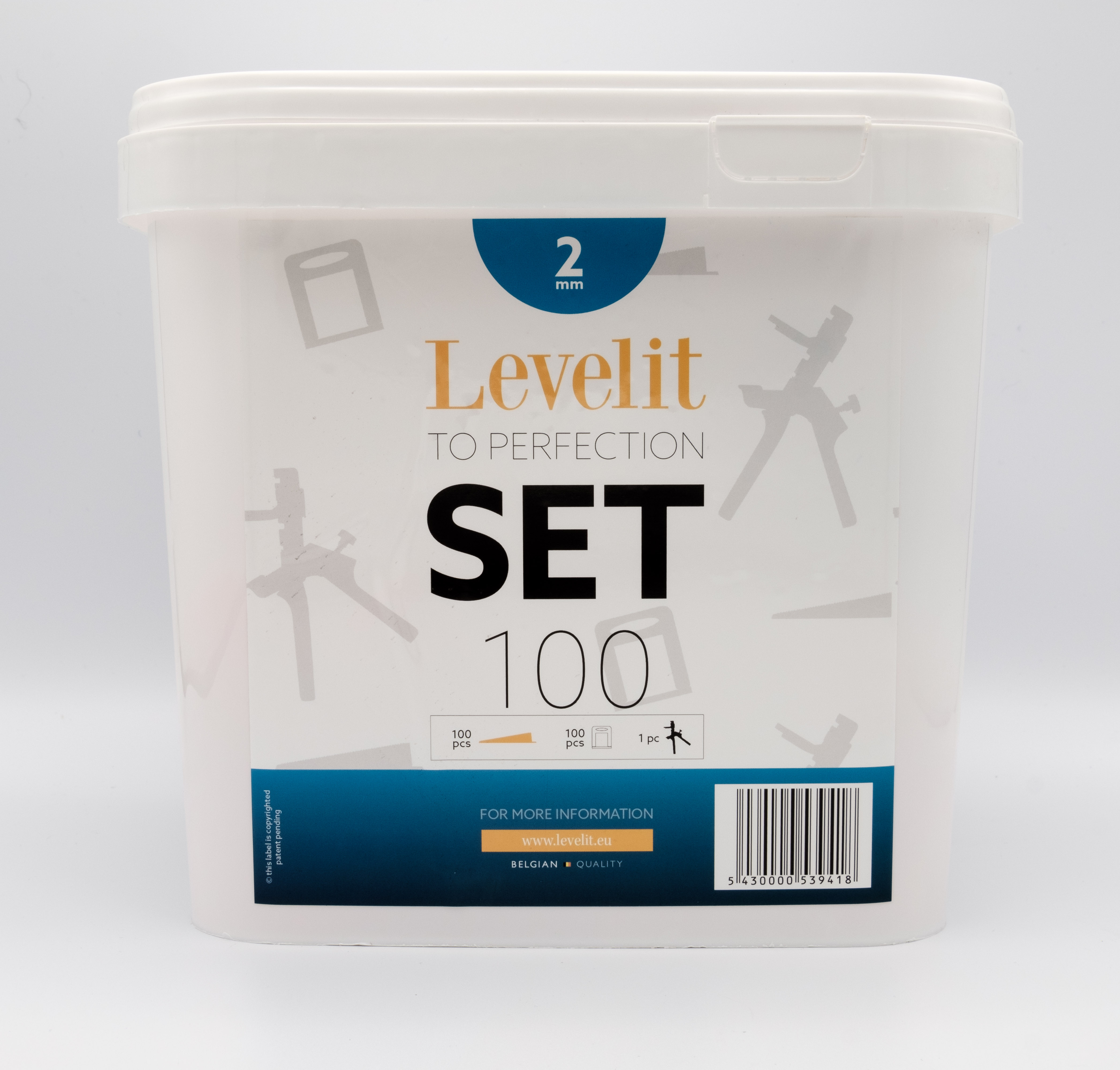Levelit 100 spacer clips 2mm + 100 cales + pince