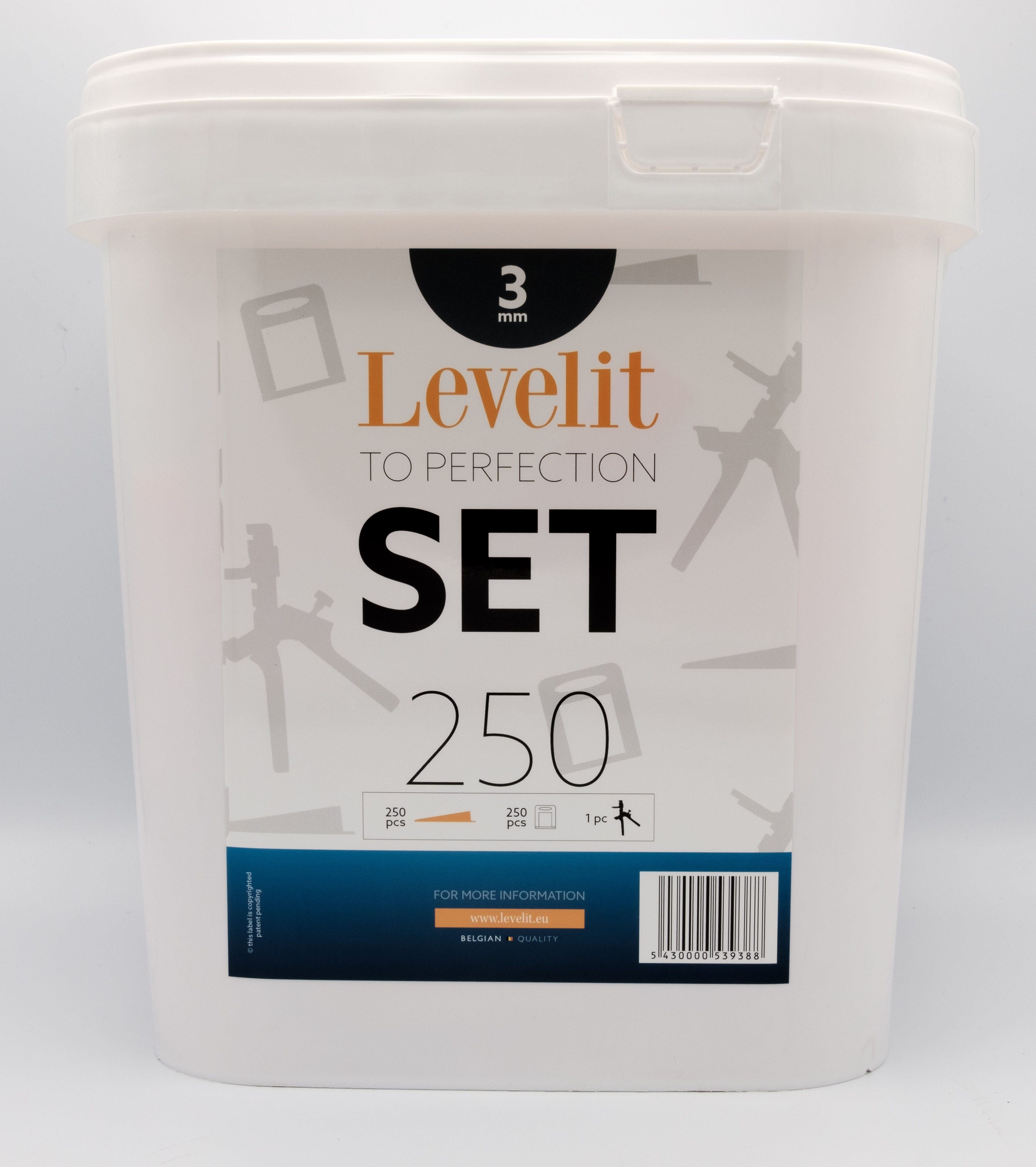 Levelit 250 spacer clips 3mm + 250 cales + pince