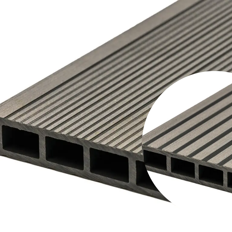 Duofuse terras - Plank hol geribd 162x28mm - 4m stone grey