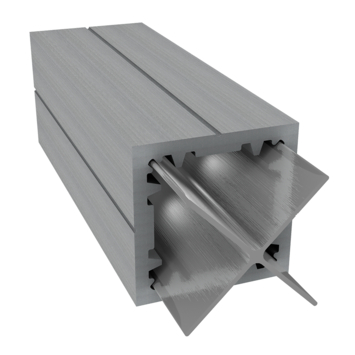 Duofuse tand-en-groef/lamellen tuinscherm/omheining - Composiet paal paal met aluminium versteviging 90x90mm - 2.1m stone grey