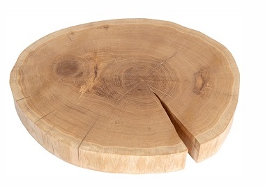 Tafelblad rustiek eiken ronde geoliede salonschijf met boomrand 70mm diameter 50-64cm