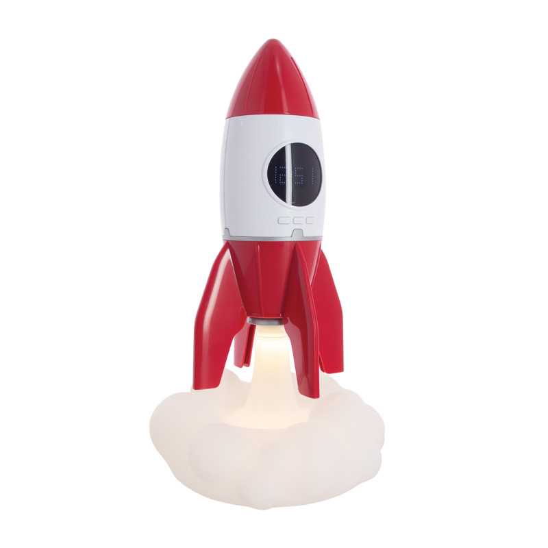 Xanlite Starlite nachtlamp met projectie en klok wit-rood