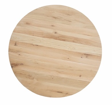 Tafelblad rustiek eiken rond met facetkant 40mm diameter 140cm