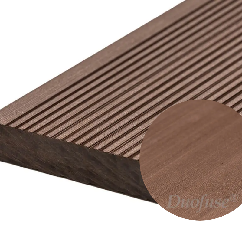 Duofuse terras - Plank vol vlak geborsteld/fijn geribd 162x28mm - 4m tropical brown