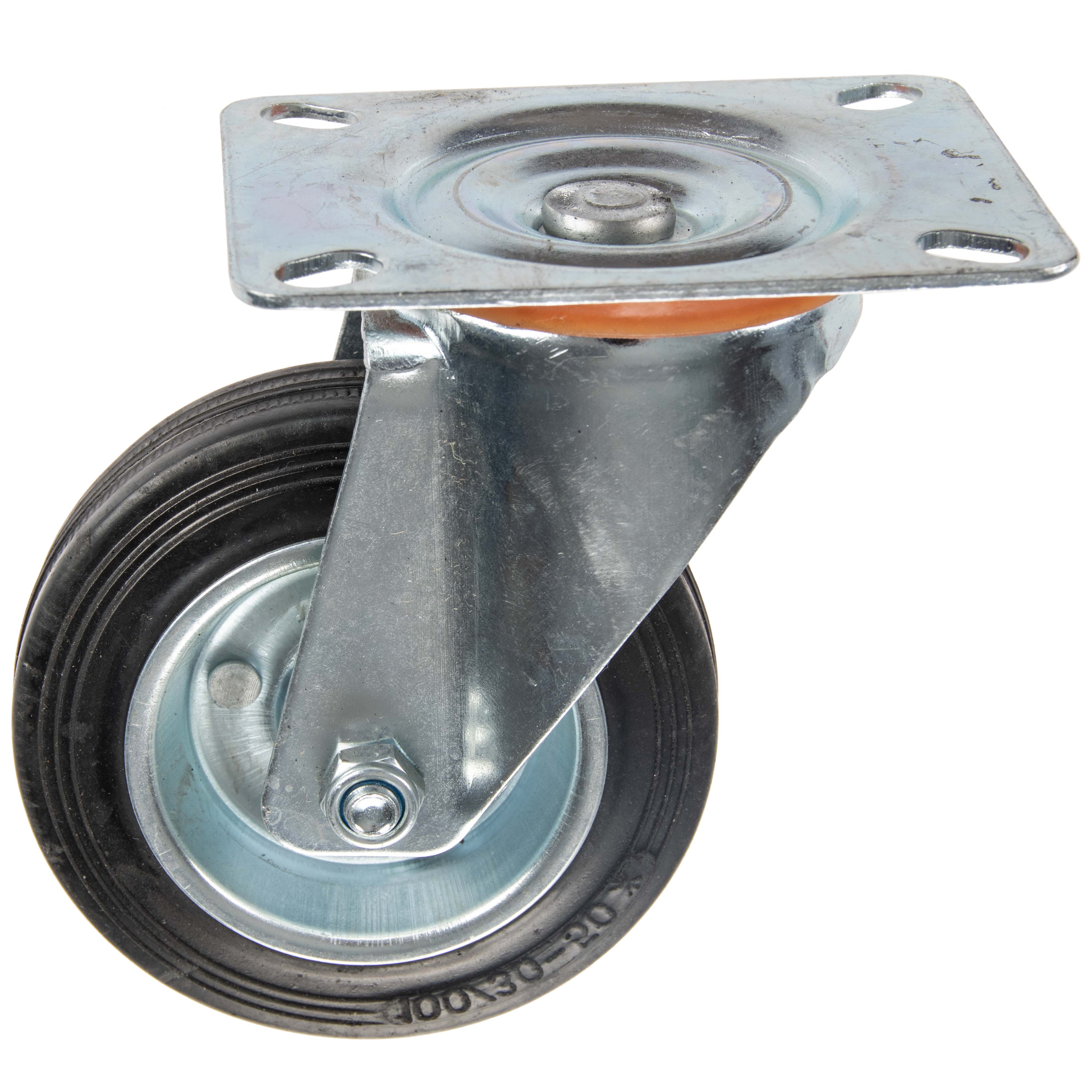 Zwenkwiel in rubber Ø100mm