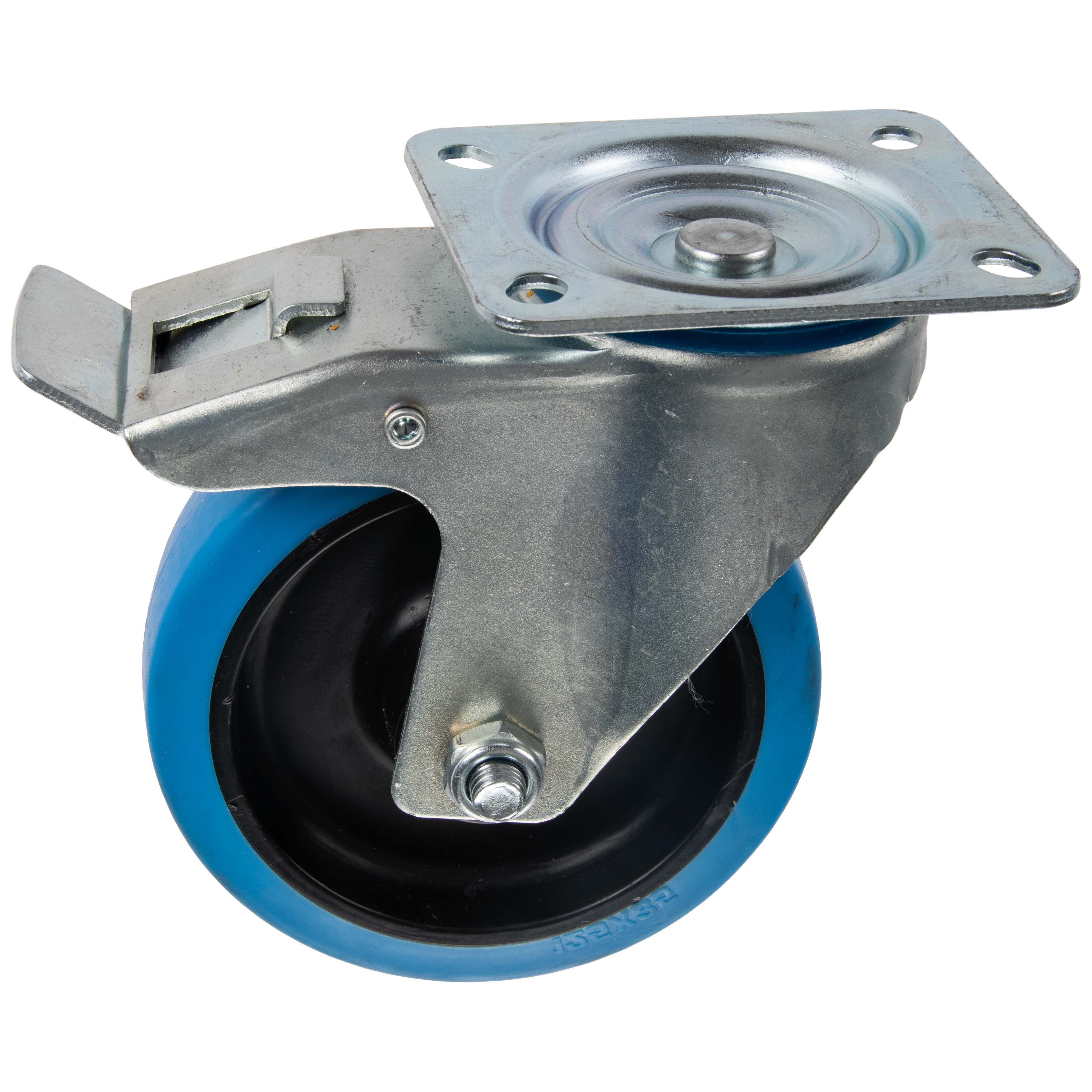 Roulette caoutchouc élastique pivotante Ø125mm avec frein