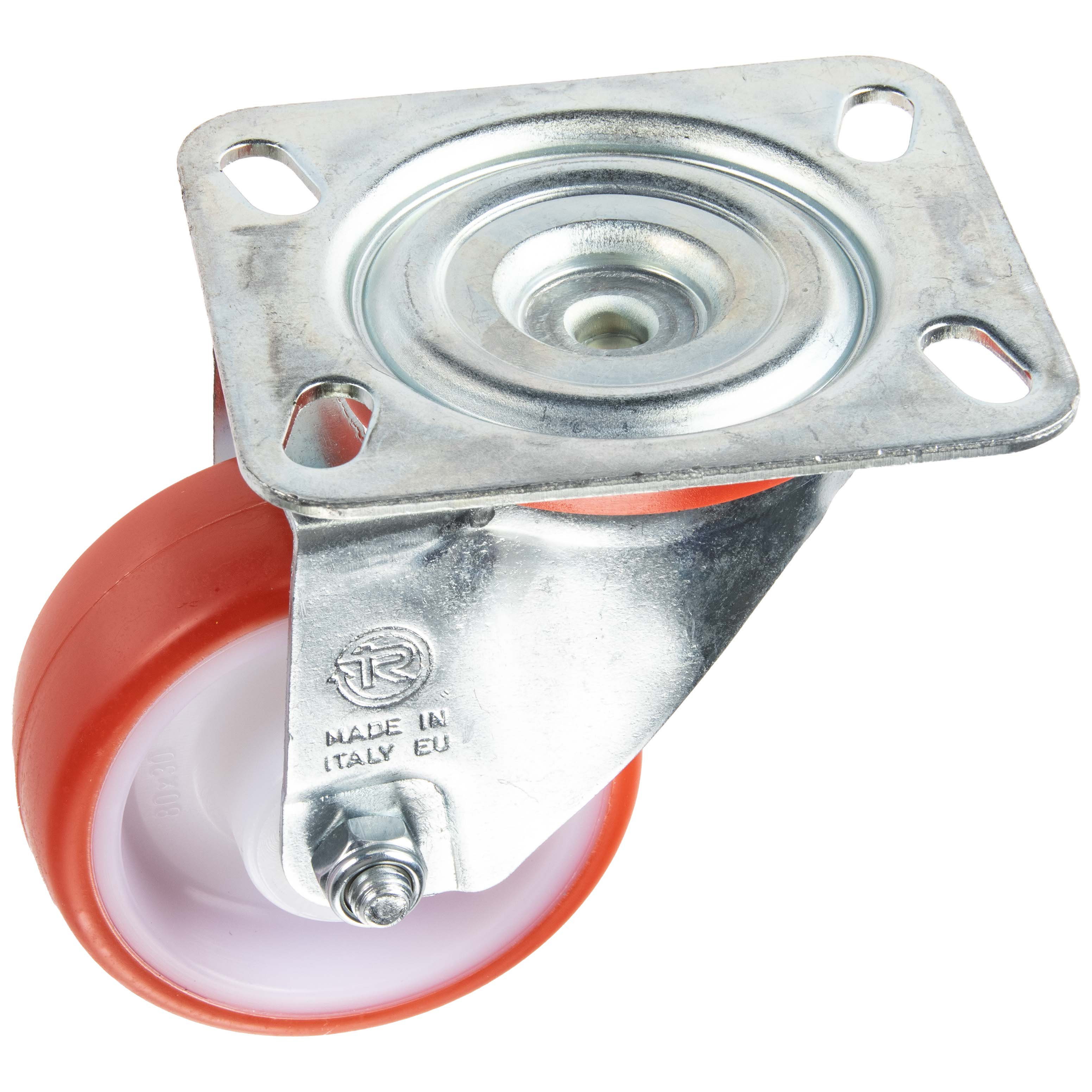 Zwenkwiel in polyamide met loopvlak in polyurethaan Ø80mm