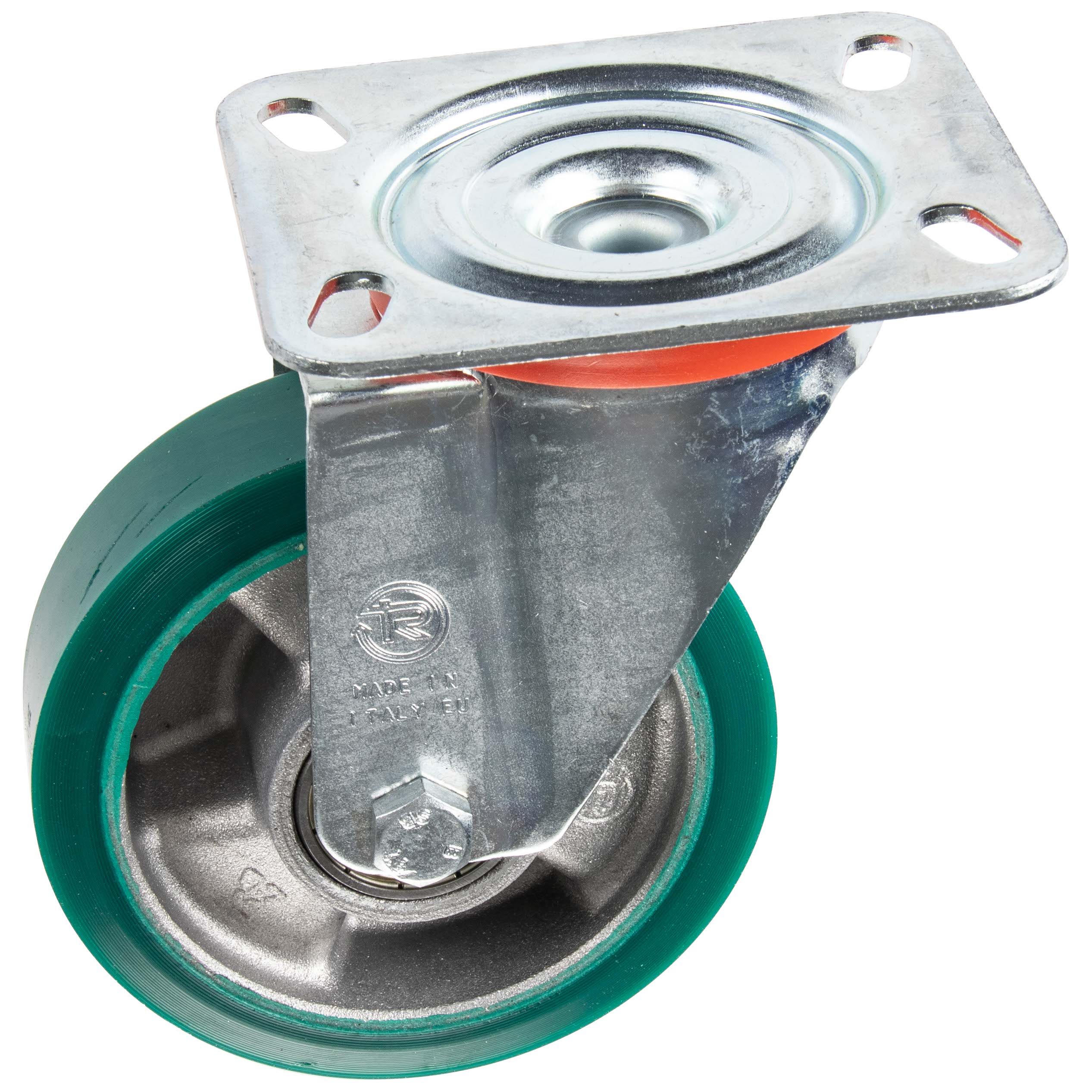 Zwenkwiel in aluminium met loopvlak in polyurethaan Ø100mm