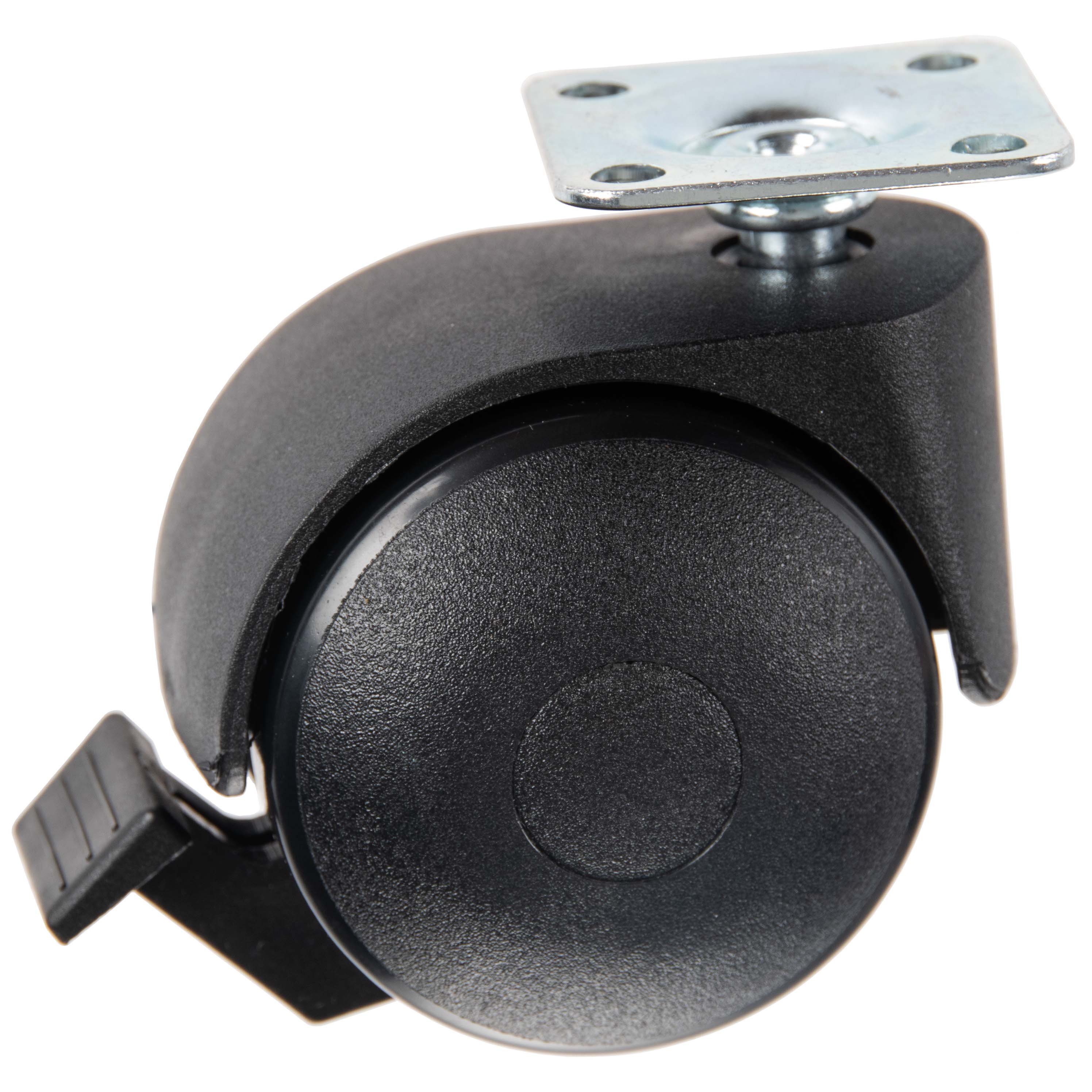 Roulette double polyamide Ø50mm sur plaque avec frein
