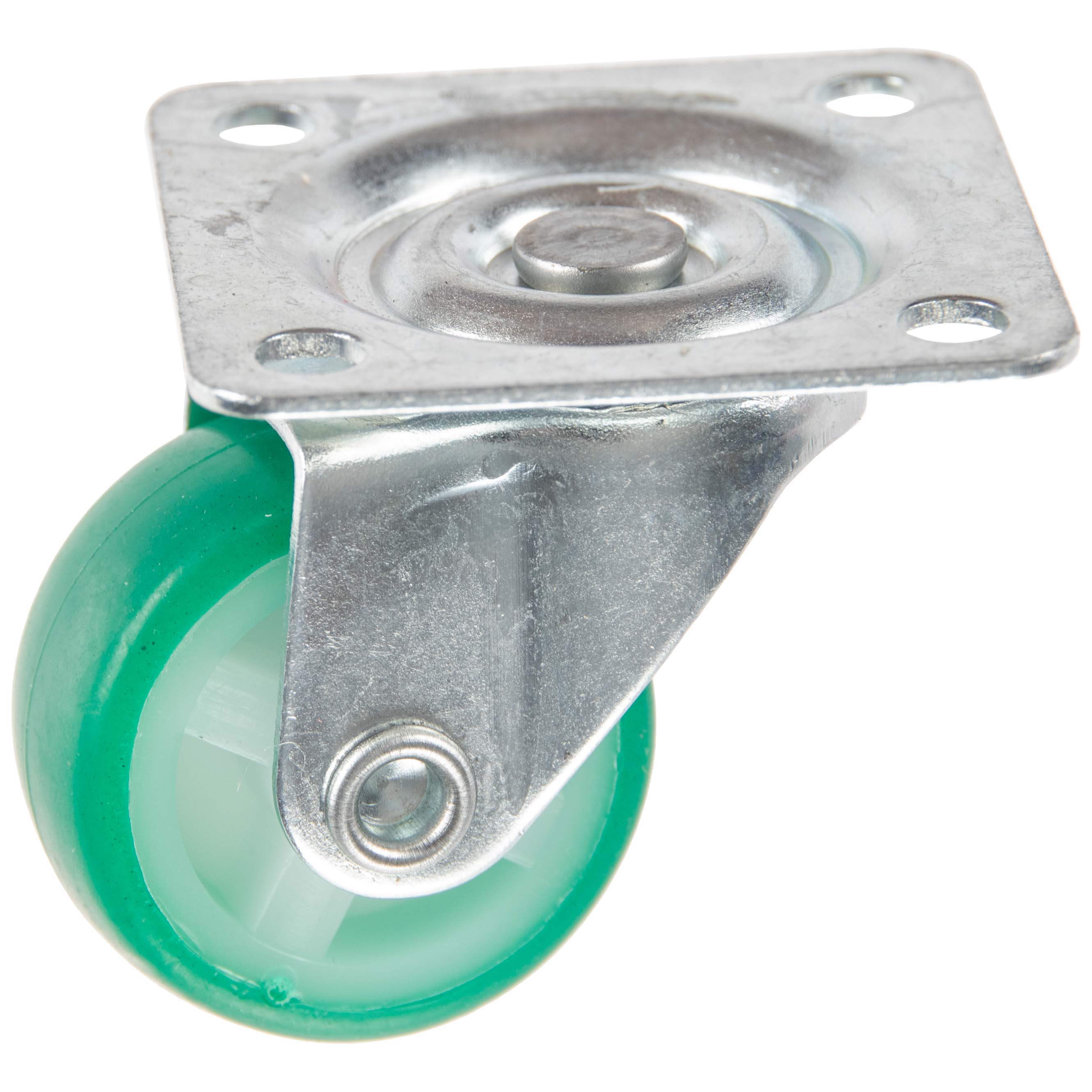 Roulette double PU Ø30mm verte sur plaque