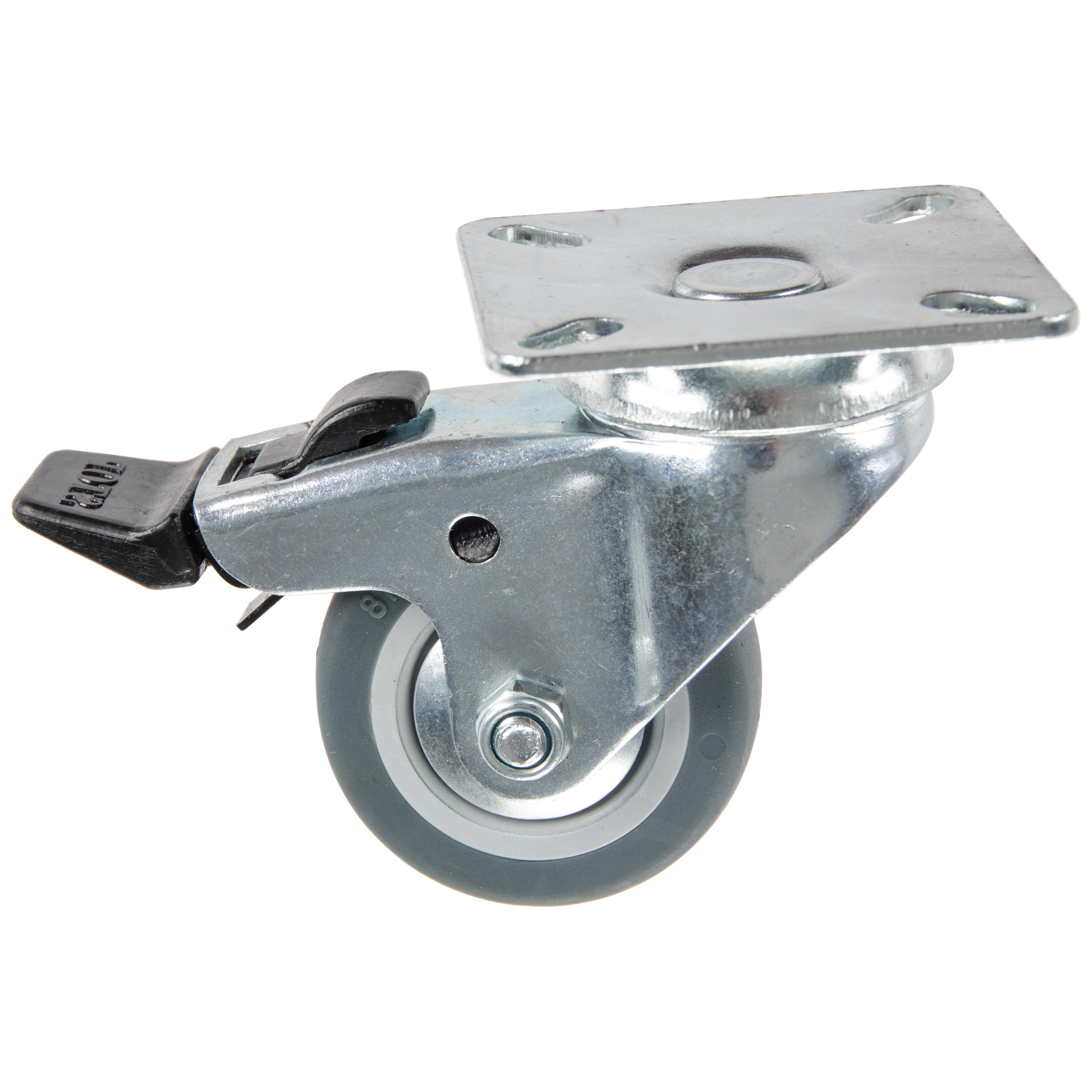 Zwenkwiel TPE (thermoplastic rubber) Ø50mm met rem en naafbeschermer