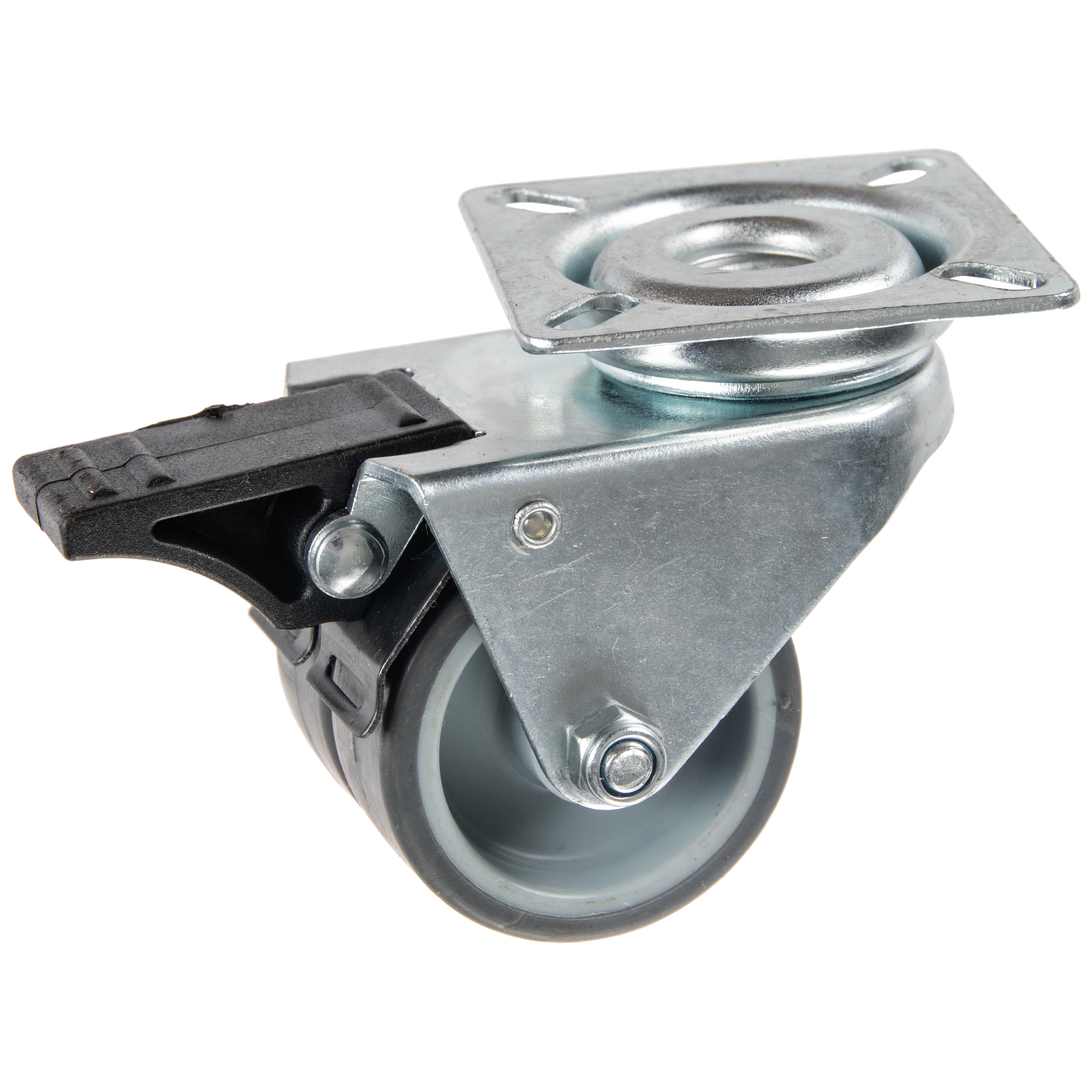 Dubbel zwenkwiel TPE (thermoplastic rubber) Ø50mm met rem