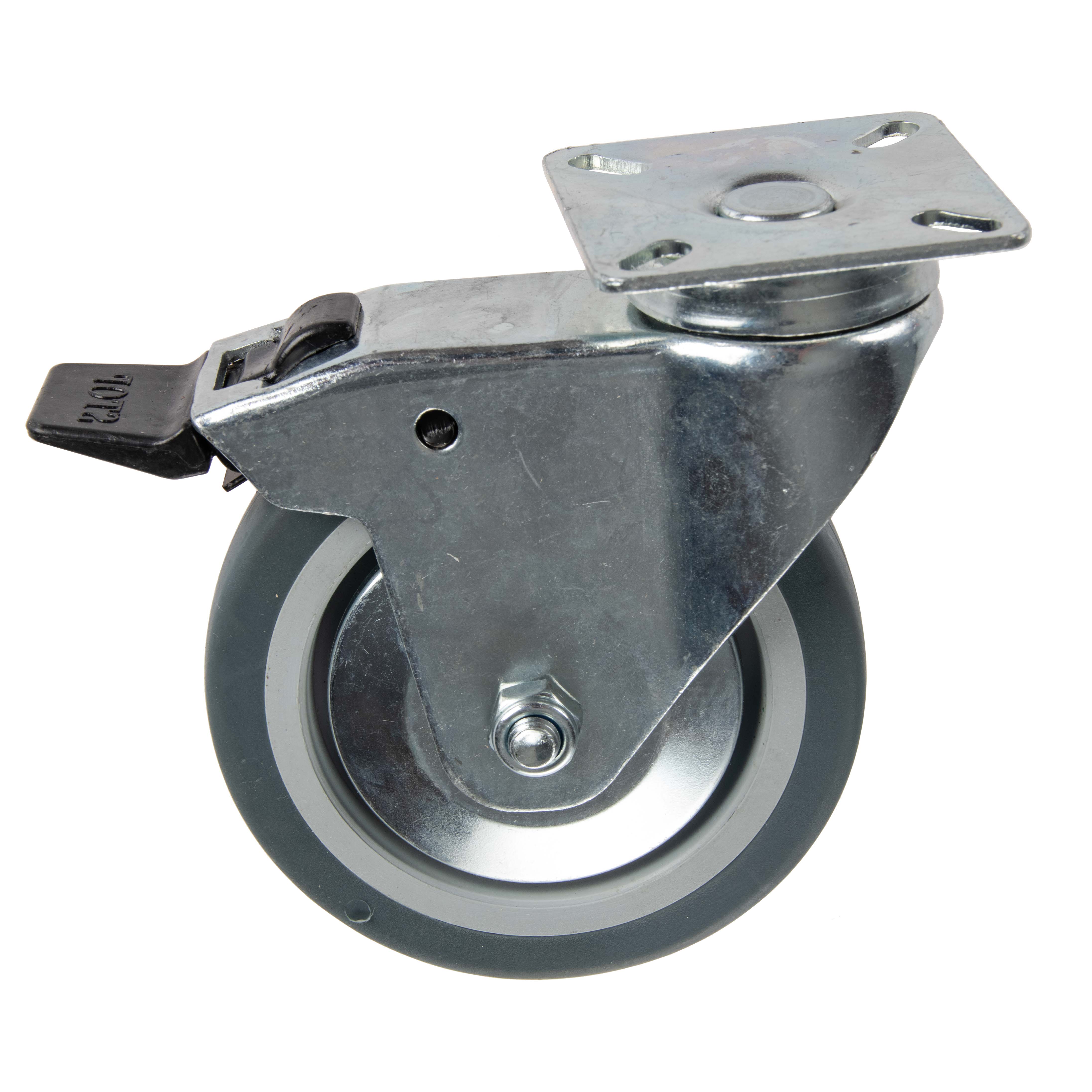 Roulette TPE pivotante Ø100mm avec frein et pare fils
