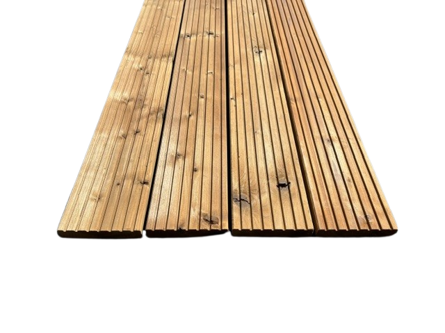 Terrasplank den Thermowood 26 x 140mm glas/geribd