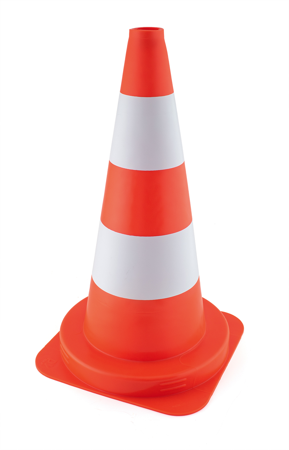 Oranje fluo kegel 50cm met wit geverfde stroken