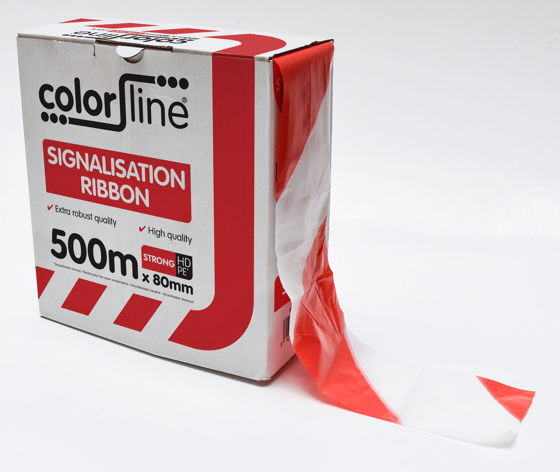 Color Line Signalisatielint Extra 500m x 80mm wit/rood