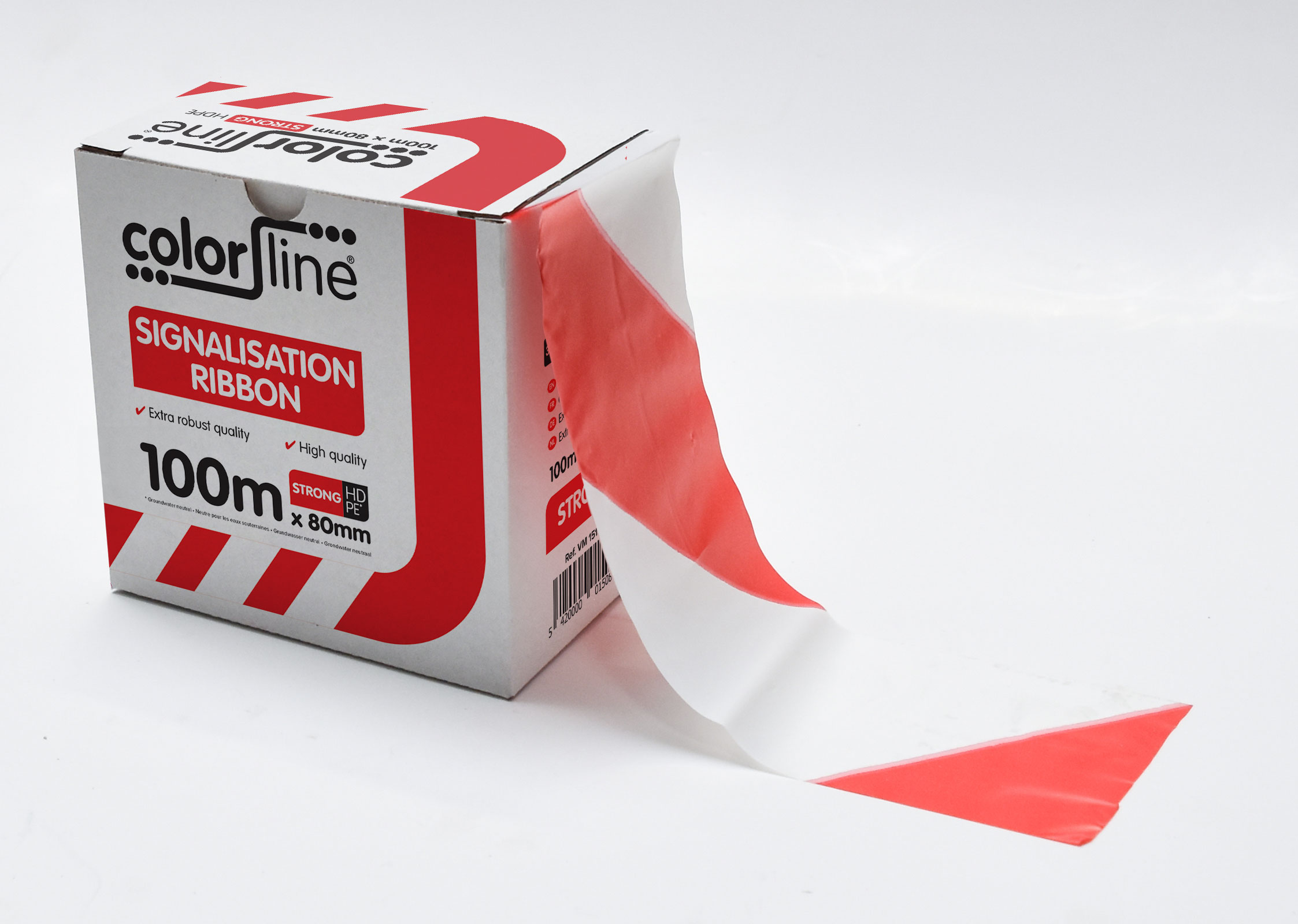 Color Line Signalisatielint Extra 100m x 80mm wit/rood