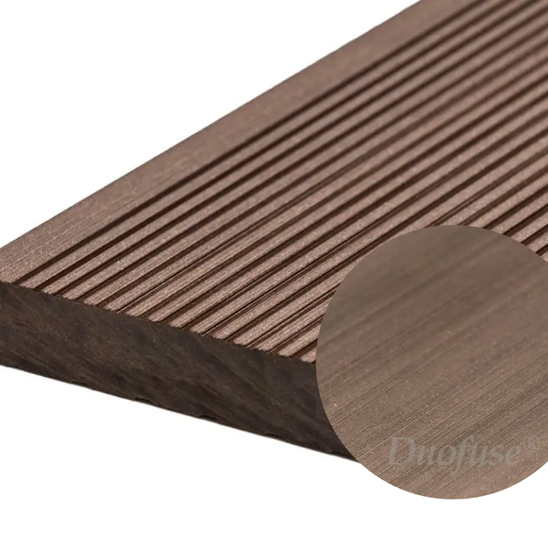 Duofuse terras - Plank vol vlak geborsteld/fijn geribd 162x28mm - 4m wenge brown