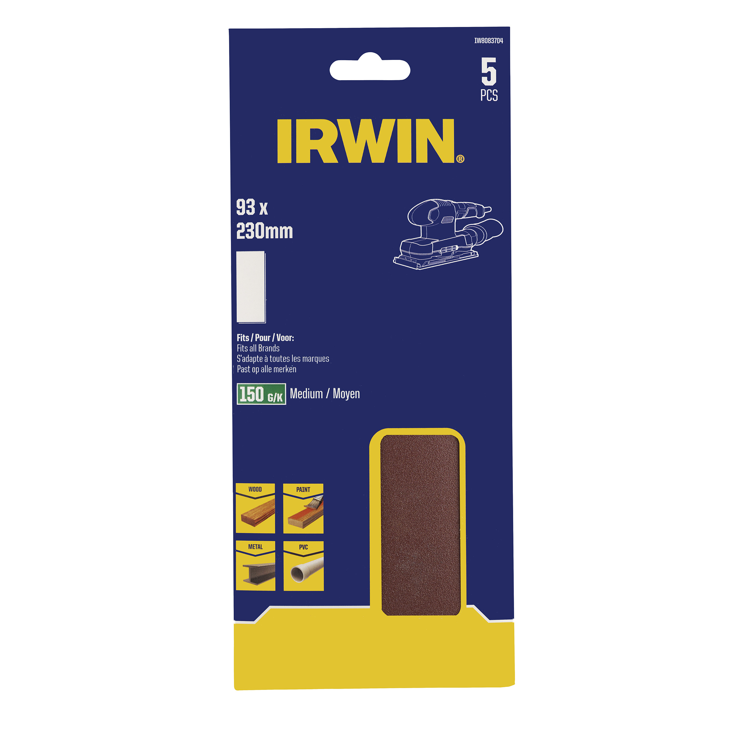 Iirwin bandes abrasives 1/3 230X93mm K150 ponçcage plat
