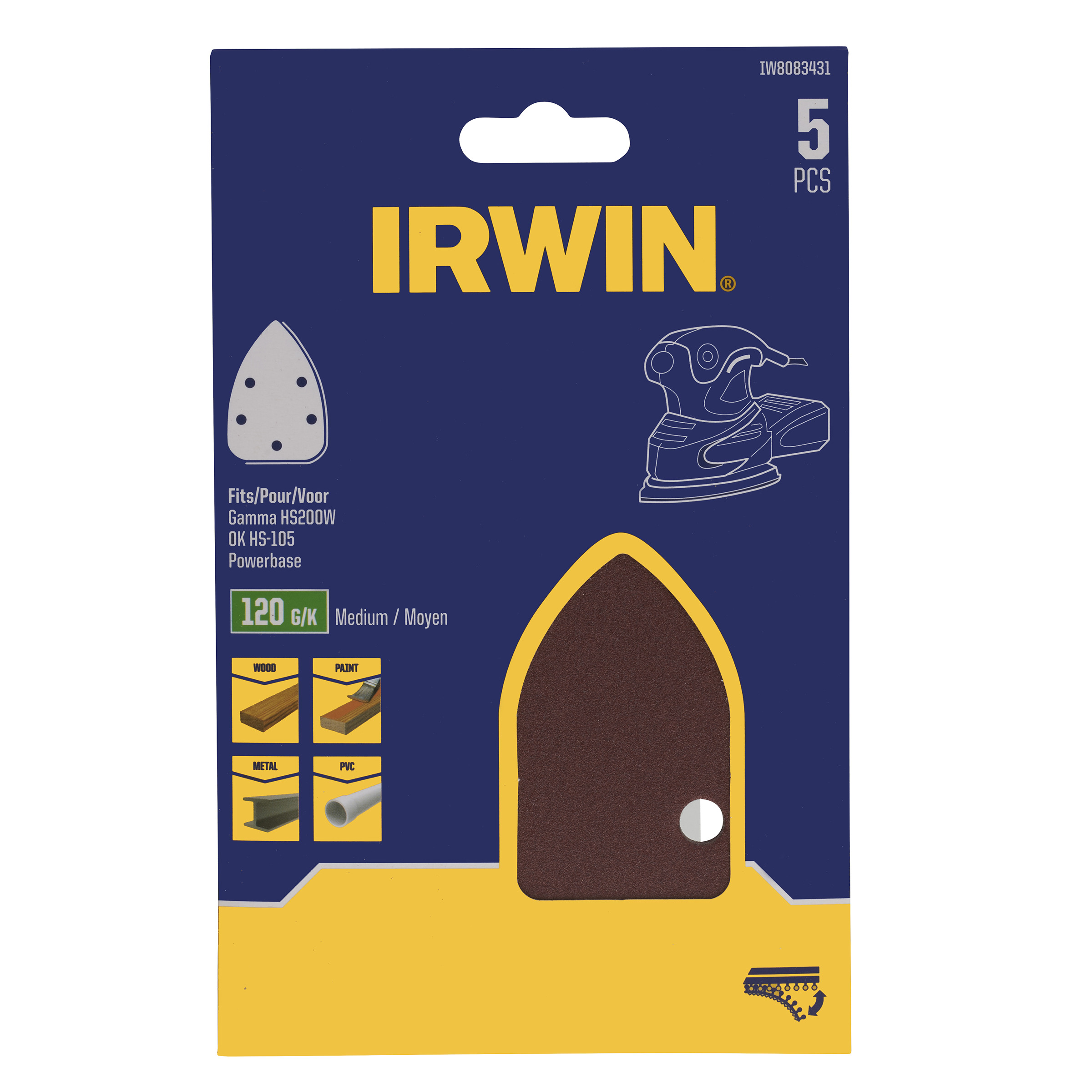Irwin bandes abrasives pour ponceuse à main 140X98mm (semelle) grain K120