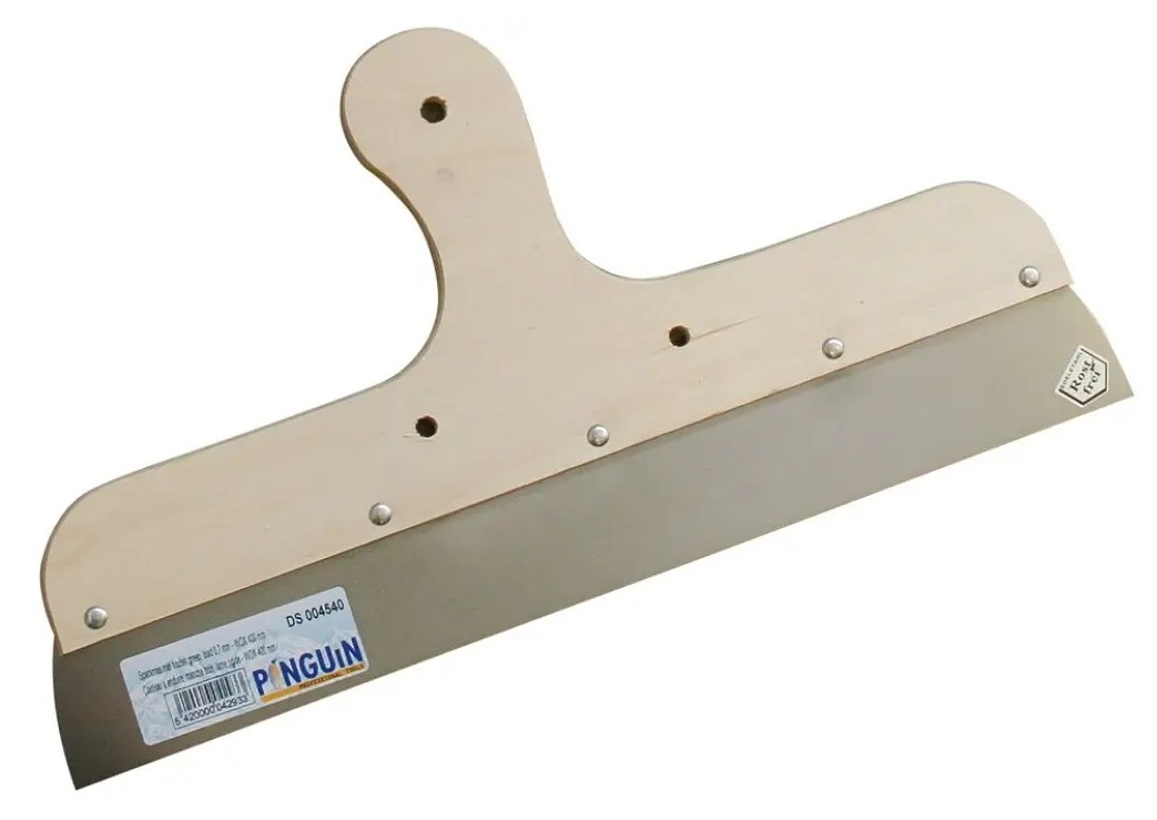 Couteau à enduire avec manche en bois, lame inox 0,7 mm 600 mm