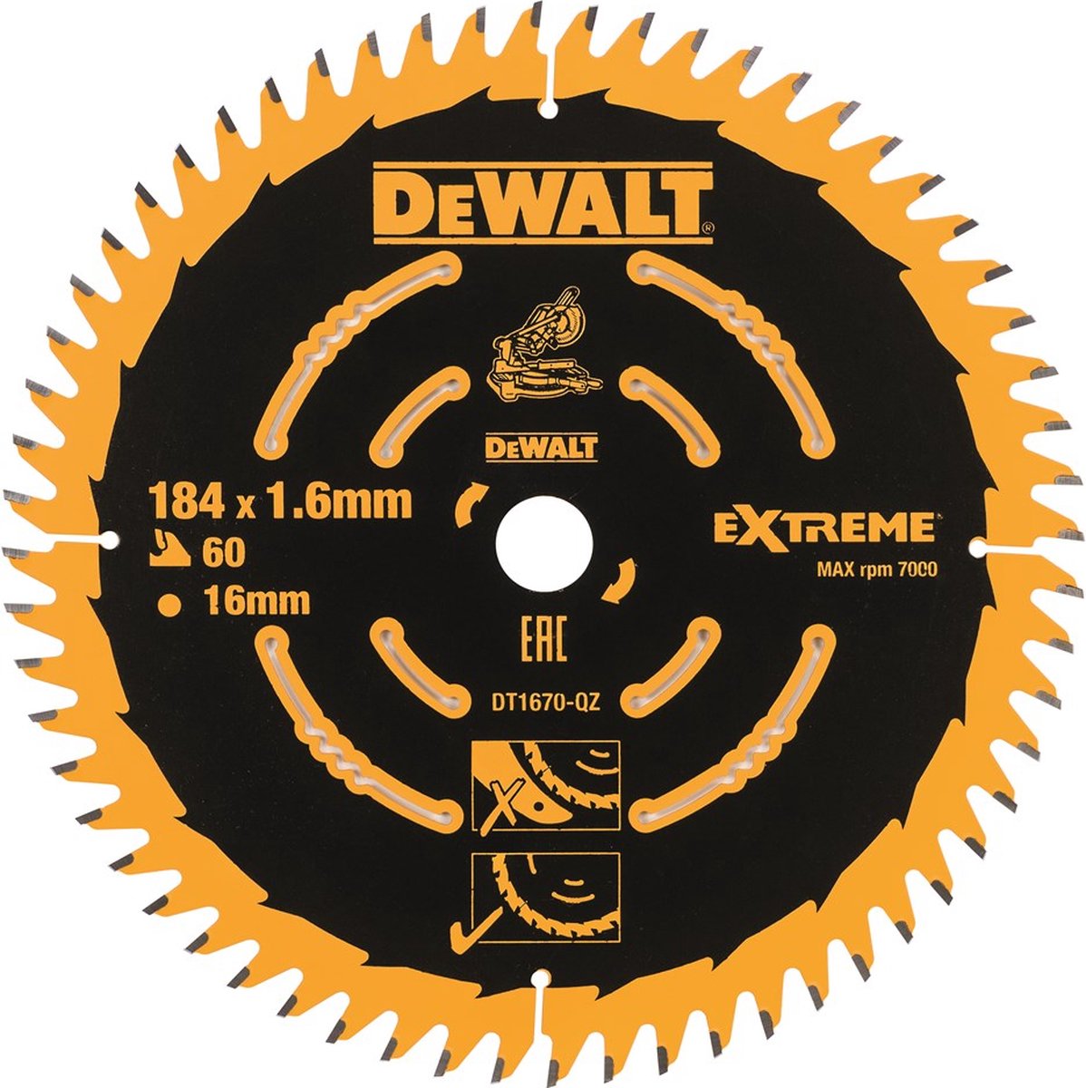 DEWALT lame de scie circulaire elite 184X16X60T à dents alternées