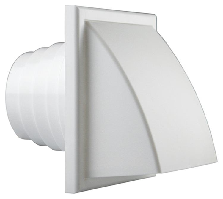 Renson grille de hotte 1 clapot avec réduction PVC 741 blanc Ø100-130mm