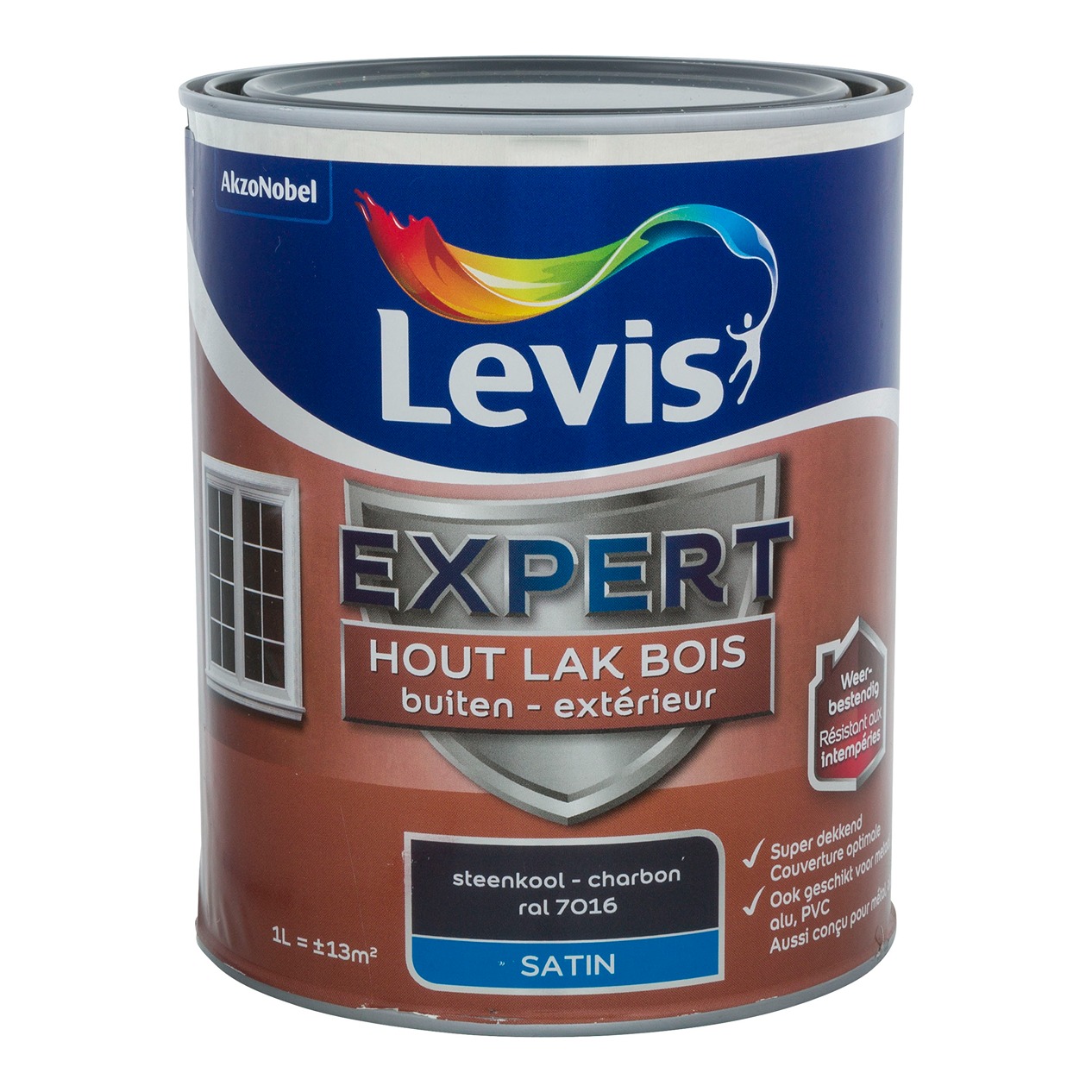 Levis Expert Hout Lak Buiten Satin 1l Steenkool