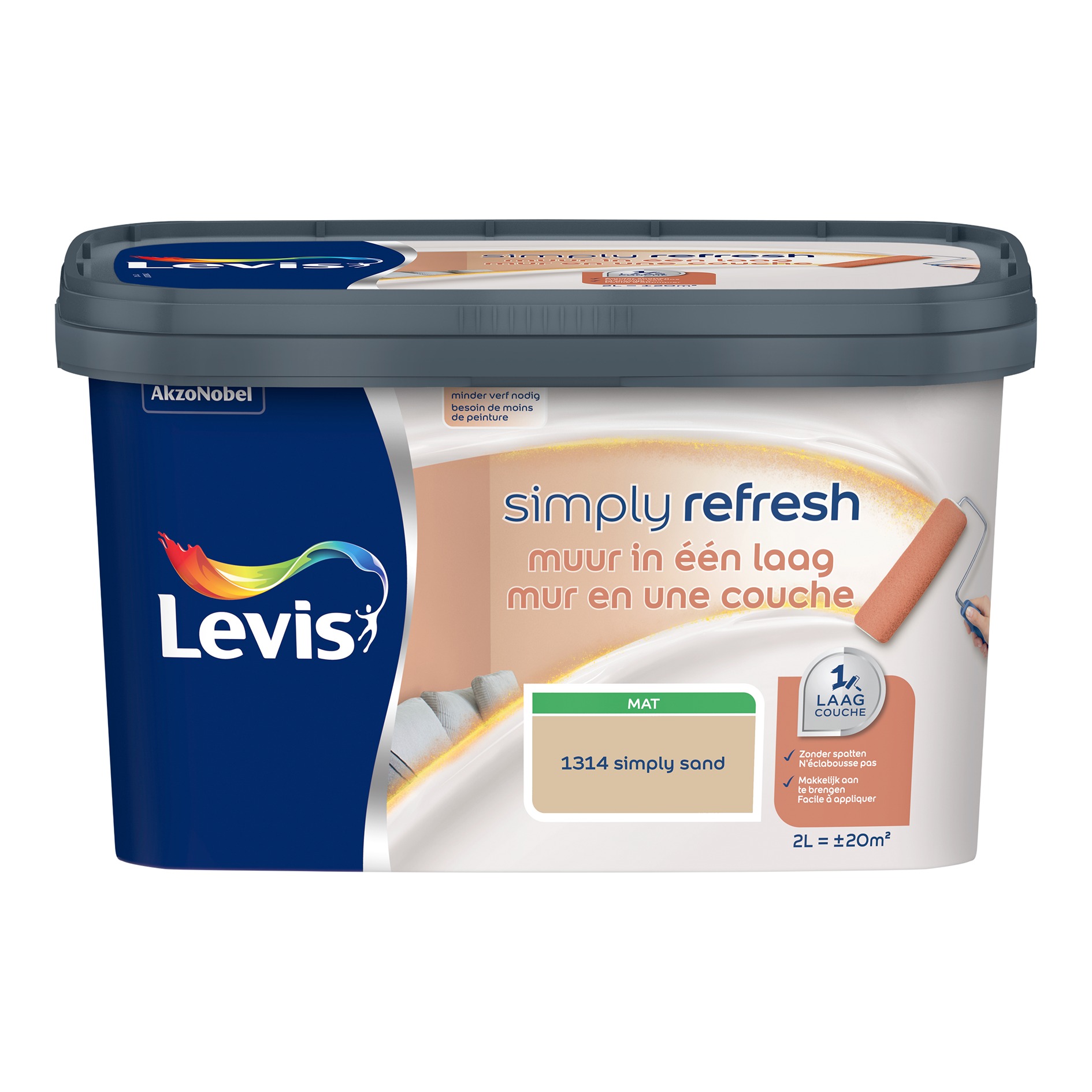 Levis Simply Refresh Muur In Eén Laag Mat 2l Sand