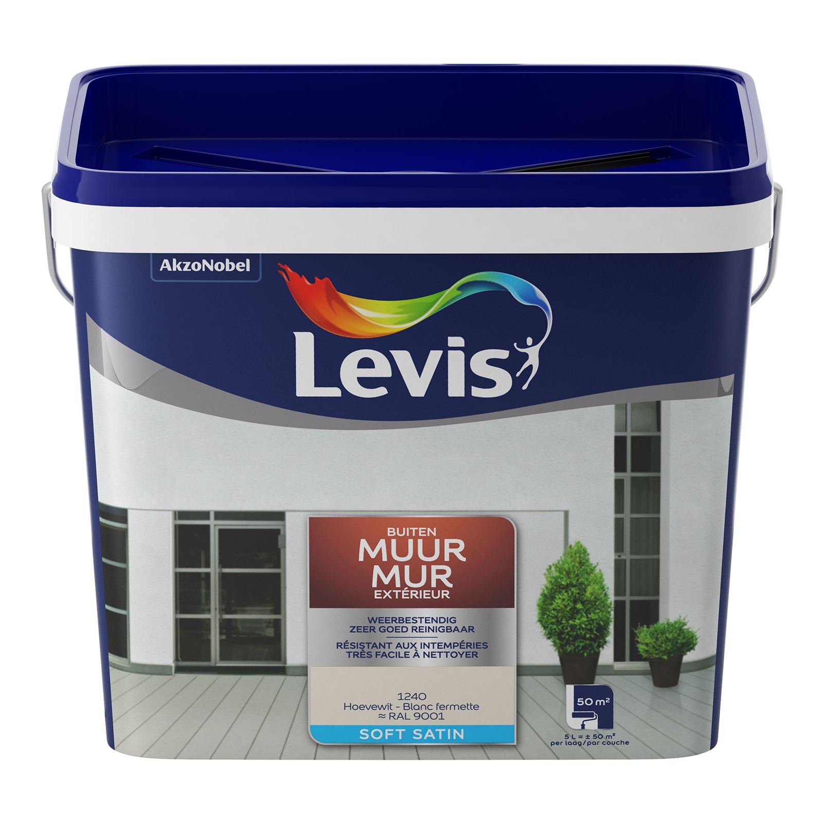 Levis Mur Extérieur 5l Blanc Fermette