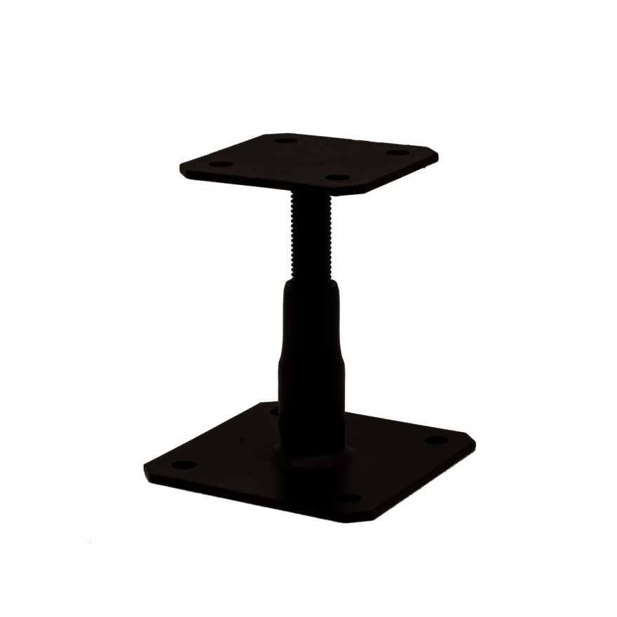 Verstelbare kolomvoet zwart 100x100x100mm h100-150mm