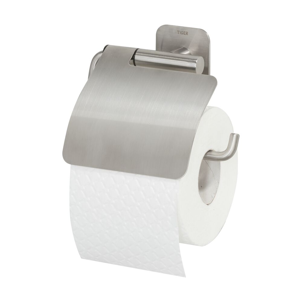 Tiger Colar Porte-rouleau papier toilette avec rabat Acier inoxydable brossé