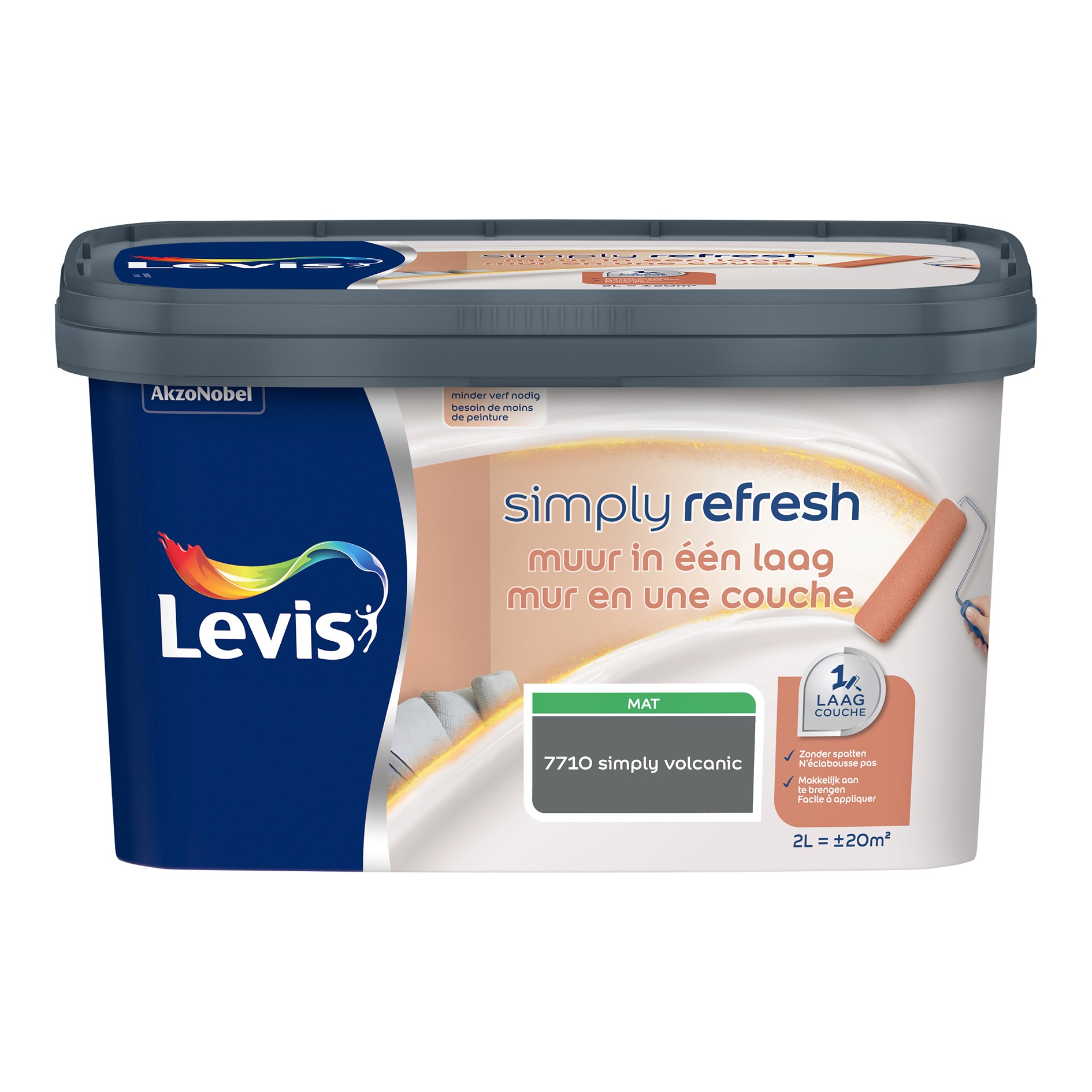 Levis Simply Refresh Muur In Eén Laag Mat 2l Simply Volcanic