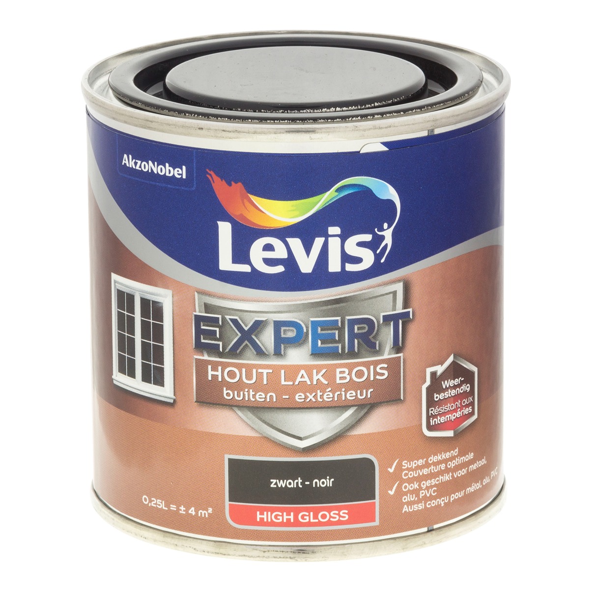 Levis Expert Hout Lak Buiten High Gloss 0.25l Zwart