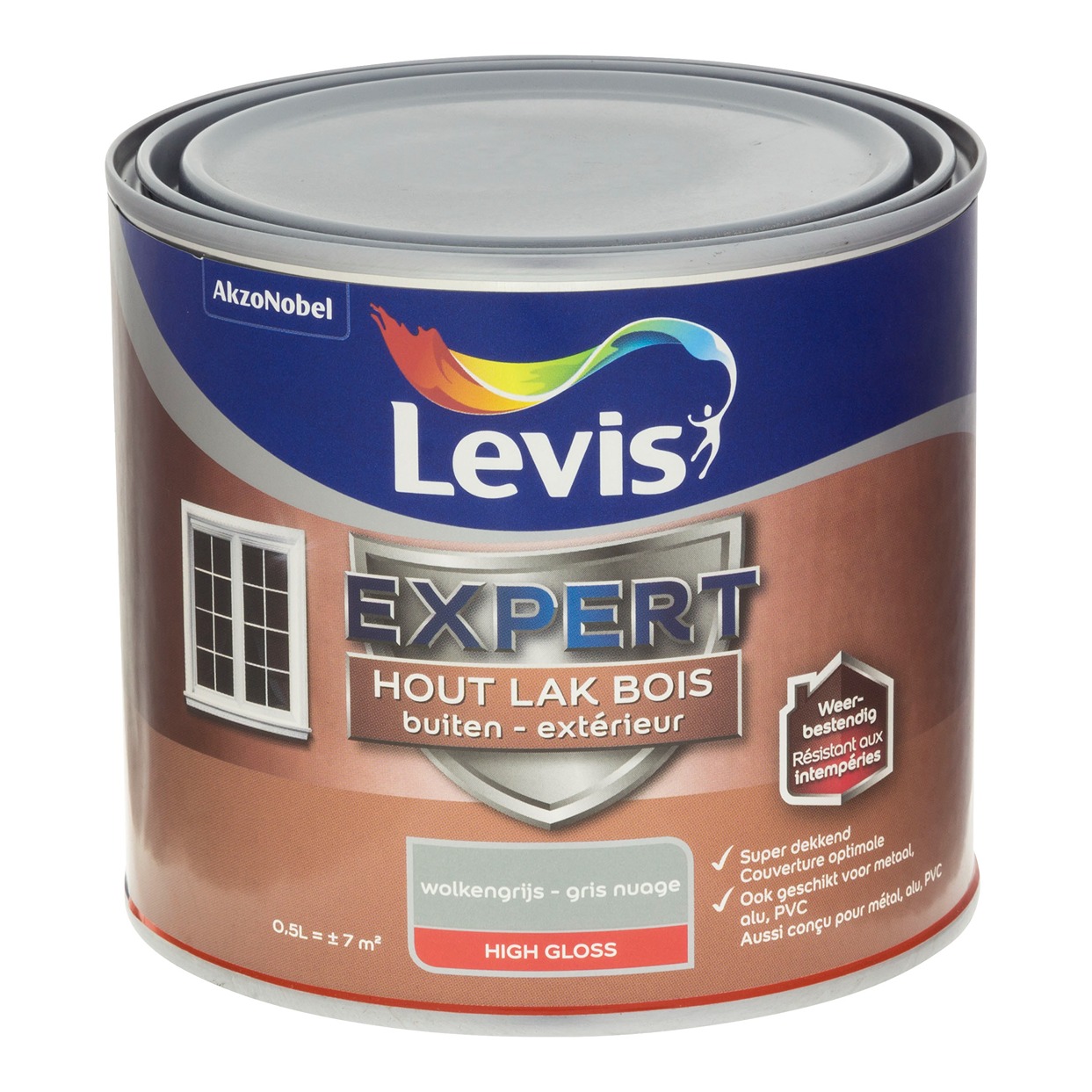 Levis Expert Hout Lak Buiten High Gloss 0.5l Wolkengrijs