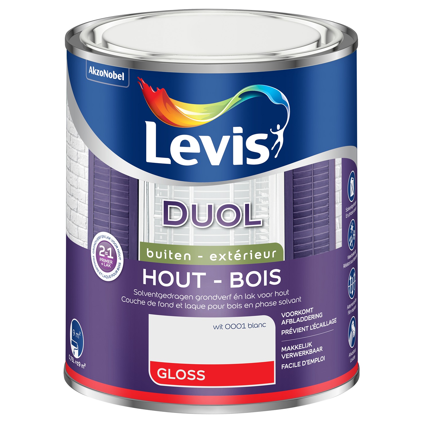 Levis Duol Bois Extérieur Gloss 0.75l Blanc